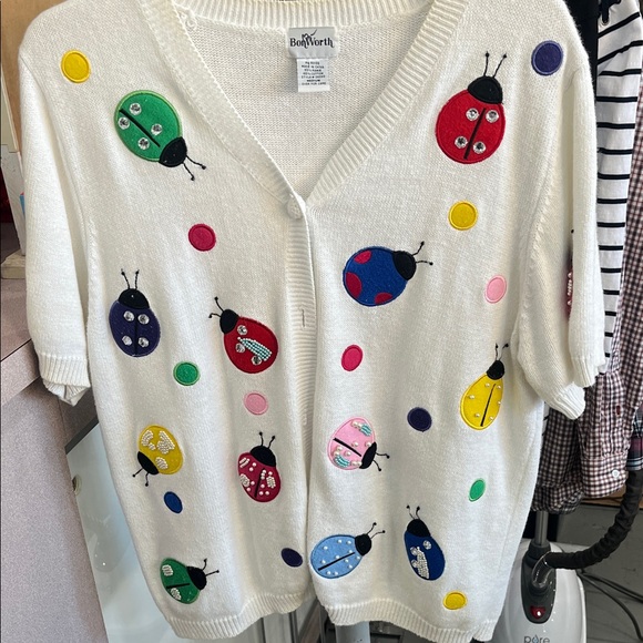 Colorful Ladybug Patterned Kids Cardigan - Picture 2 of 2